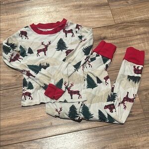 Cozy Christmas Reindeer and Pine Tree Kids Pajamas